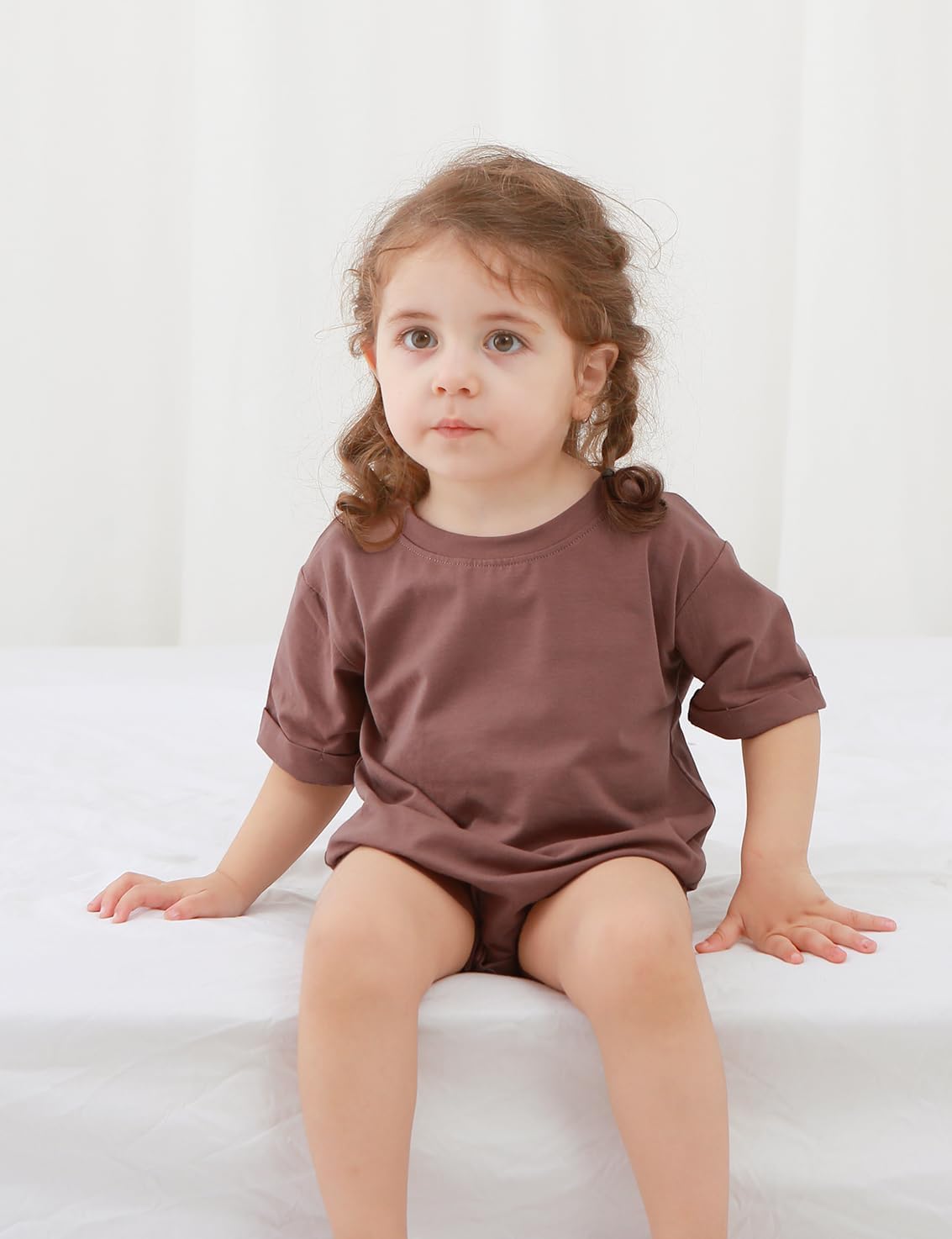 Jimonda Baby Bubble Romper Boy Girl Solid Color T-Shirt Outfits Short Sleeve Bodysuit Organic Cotton 2Pcs