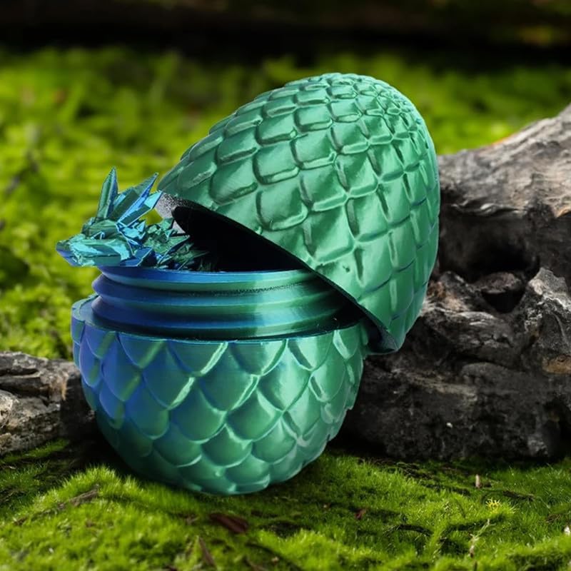 3D Printed Dragon Egg, 12inch Dragon Fidget Toys with Wings Easter Basket Stuffers Executive Desk Toys Crystal Dragon for Autism/ADHD Home Office Decor