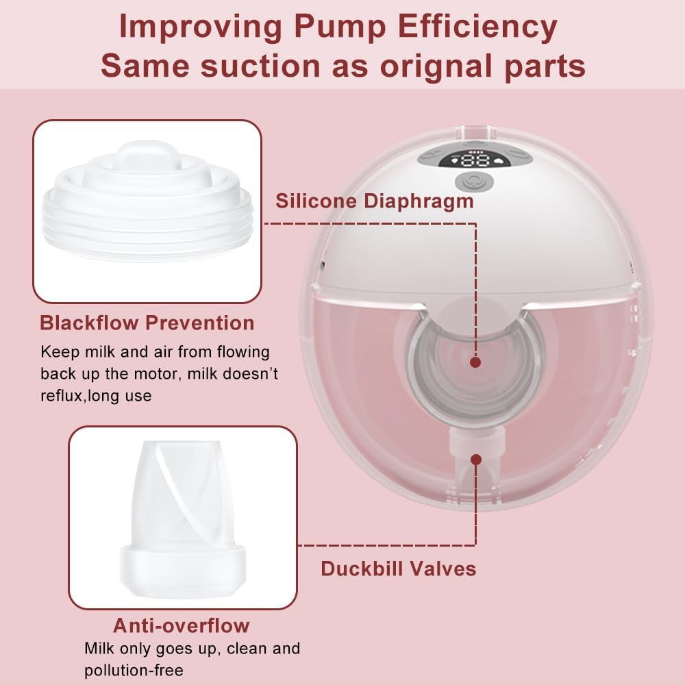 10PCS M5 Breast Pump Replacement Parts, 6pcs Silicone Duckbill Valve & 4pcs Silicone Diaphragm Compatible with Momcozy M5 Wearable Breastpump, Mom Cozy Breastfeeding Essential Accessories