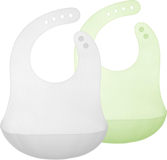 Olababy Fold N Go Silicone Baby Bib w Travel Case | Lightweight Design Eases Pressure Bruising for Infants & Toddlers