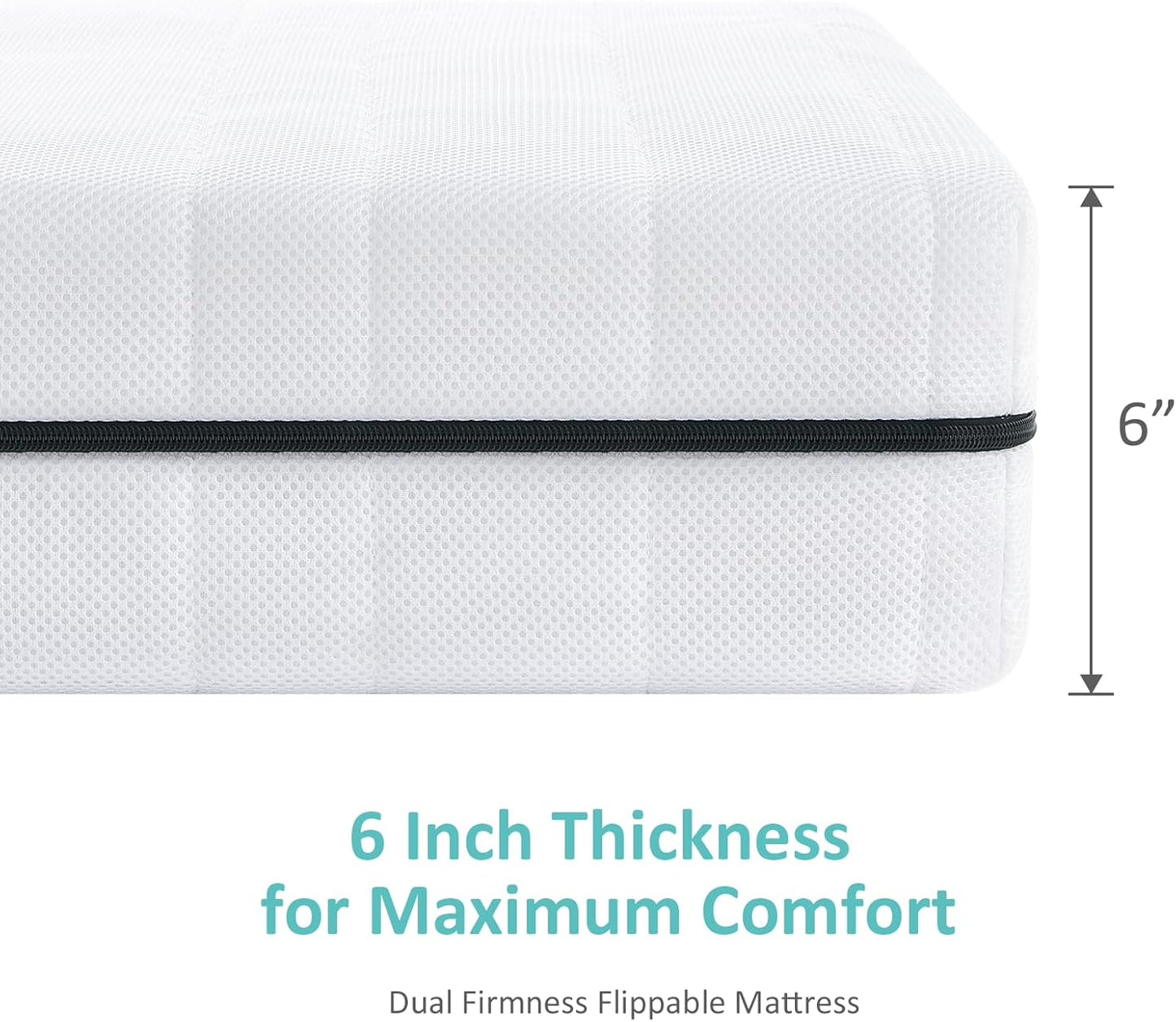 Crib Mattress, Breathe Through Baby Dual-Sided Comfort Memory Foam Toddler Mattress with Washable 3-D Mesh Cover, Fits Standard Full Size Crib and Toddler Bed, 52x27.5x6 inch