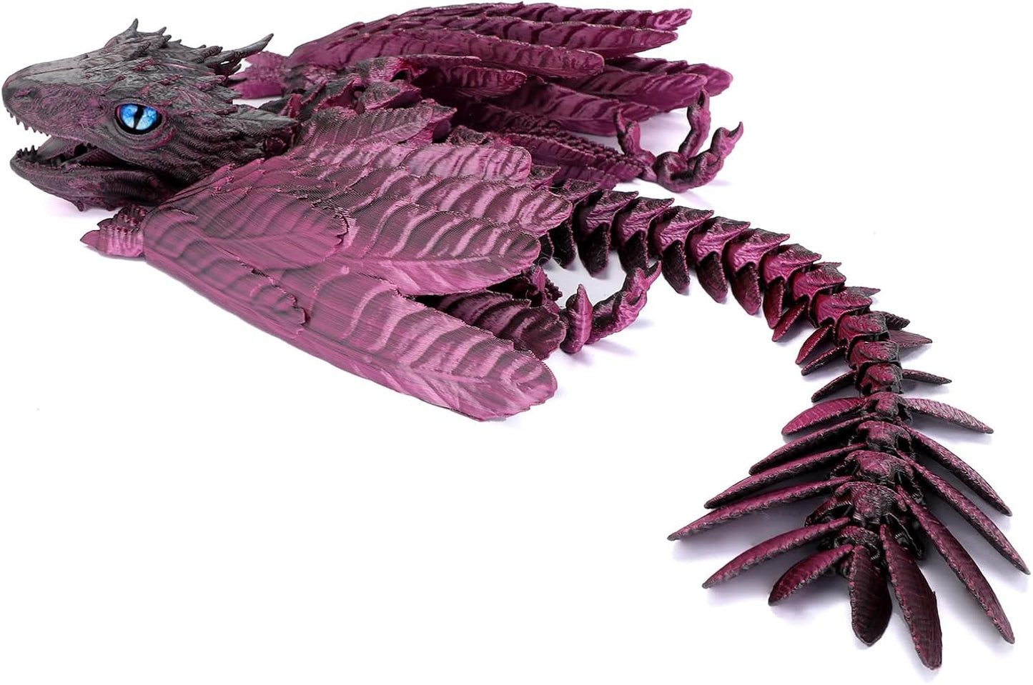 3D Printed Feathered Wyvern Dragon, 3D Printed Dragon with Wings,Adjustable Wings and Simulated Glasses Articulated Dragon Crab Toy, Desktop Pet Toy, Home Office Decor (Purple-2)