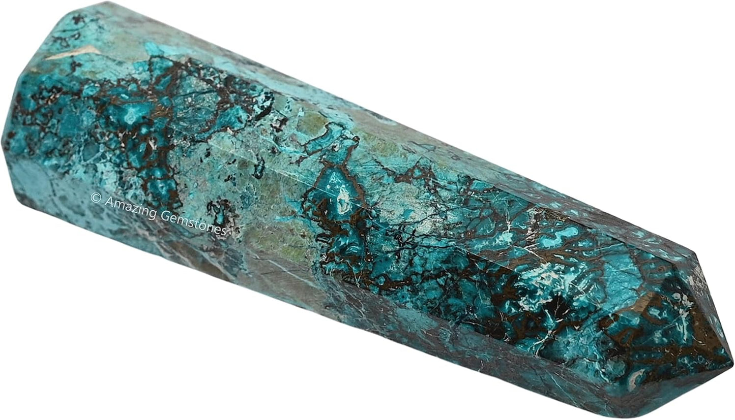 Amazing Gemstone Chrysocolla Shattuckite Crystal Towers - Natural Healing Crystal Point Obelisk for Reiki Healing and Crystal Grid (2 Inch to 3 Inch)