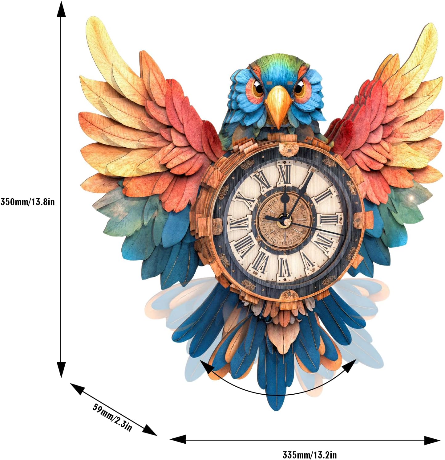 3D Puzzles for Adults Clock-Parrot Design Model Kit-Mechanical DIY Pendulum Clock with Roman Numerals-Desk Home Office Decor Personalized Gift for DIY Lovers