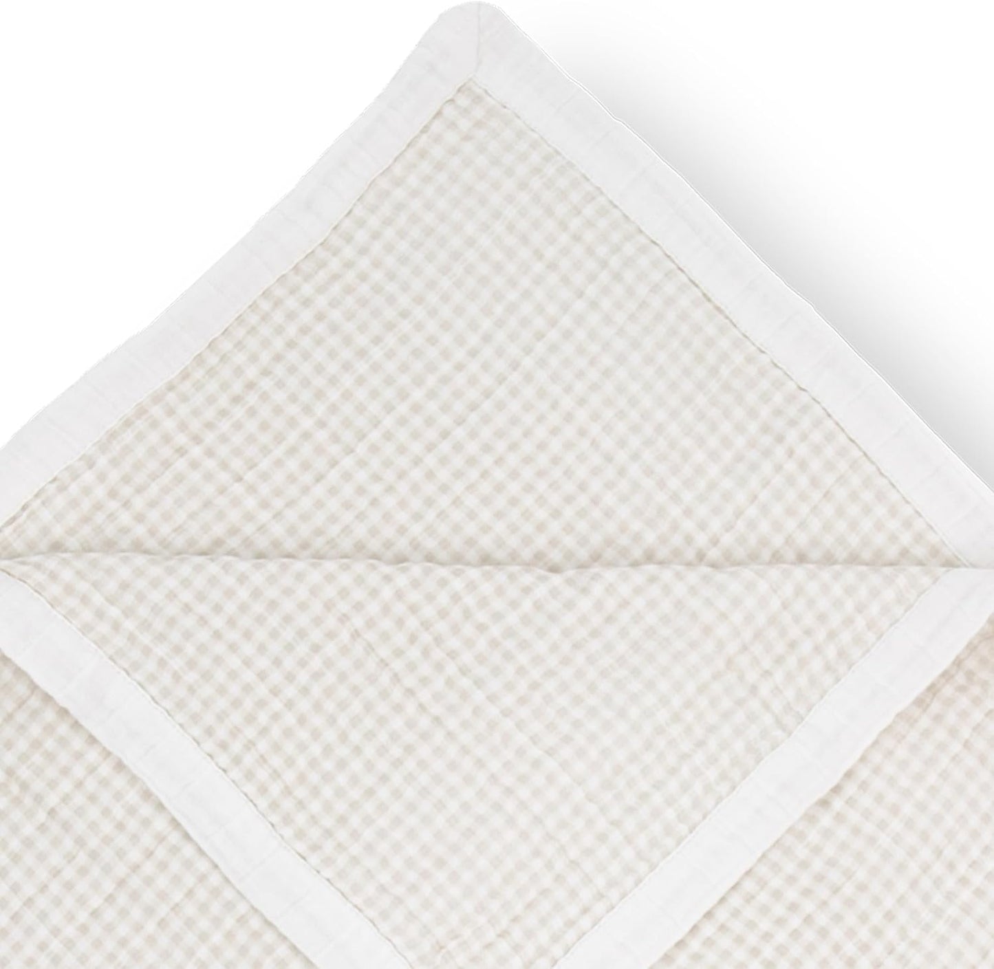 Little Unicorn Premium Quilted Throw | Super Soft, Multi-Layered Muslin XL Blanket| Great for Kids & Families (Tan Gingham)