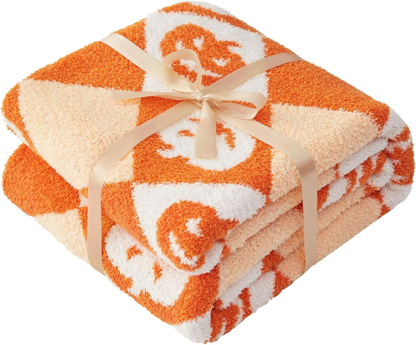 CYMULA Halloween Knit Throw Blanket - Pumpkin Blanket for Couch, Soft Cozy Lightweight Fluffy Blanket for Fall Decor, 50"x60"