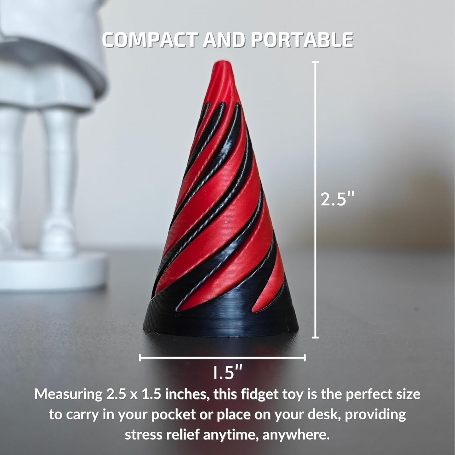 Impossible Cone - 2.5" x 1.5" Spiral Cone Fidget Toy for Stress Relief and Mind-Bending Fun