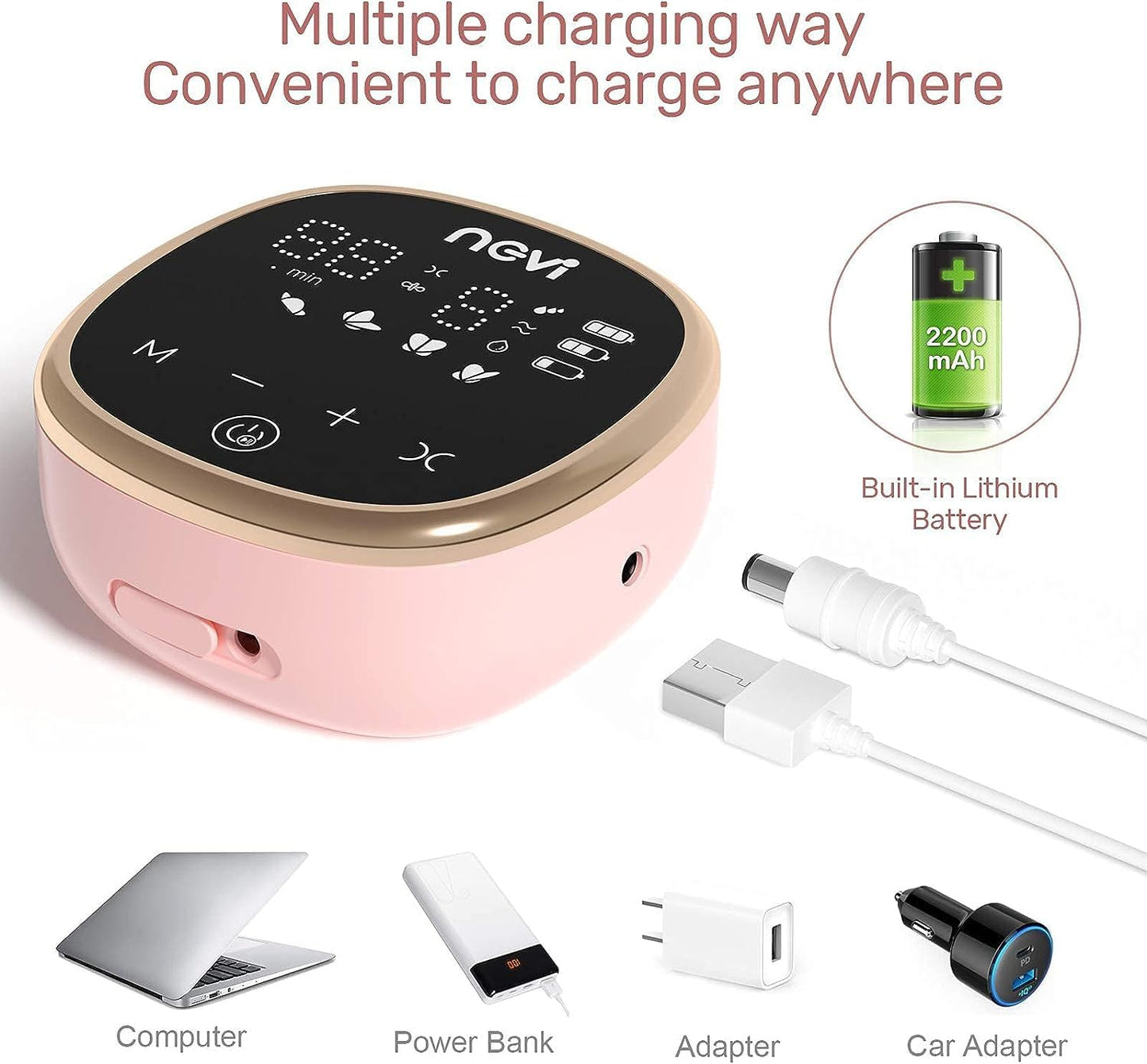 NCVI Electric Breast Pump 8782, Portable Hospital-Grade Double Pump with 4 Modes & 9 Levels, Anti-Backflow, Rechargeable Quiet Breastfeeding Pump for Efficient Comfortable Use at Home, Work or Travel