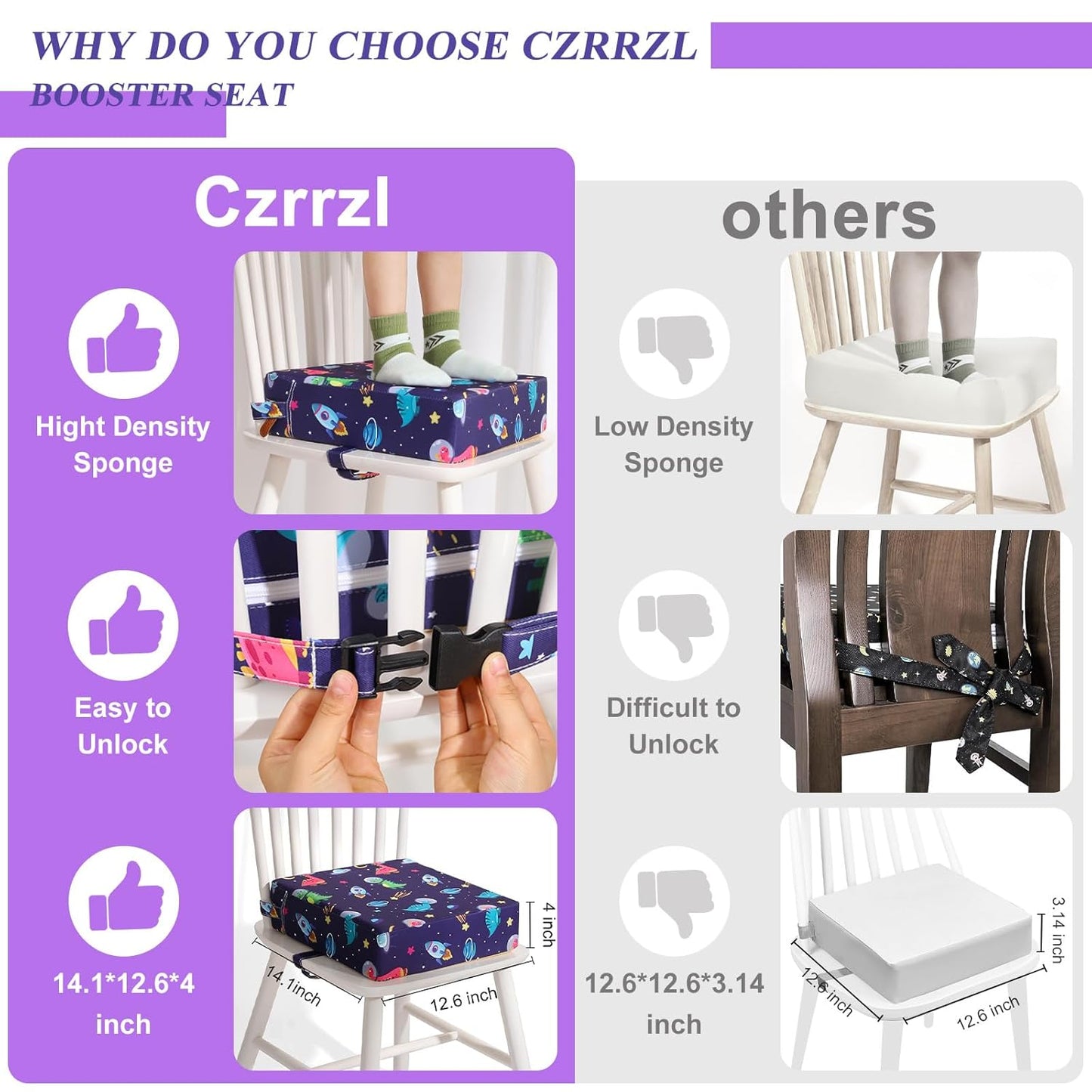 Toddler Booster Seat for Dining Table 45D Cartoon Stronger Support Booster Seat for Dining Table Washable 2 Safer Straps Non-Slip Bottom Portable Booster Chair for Toddlers Kid Baby Eating Travel Home