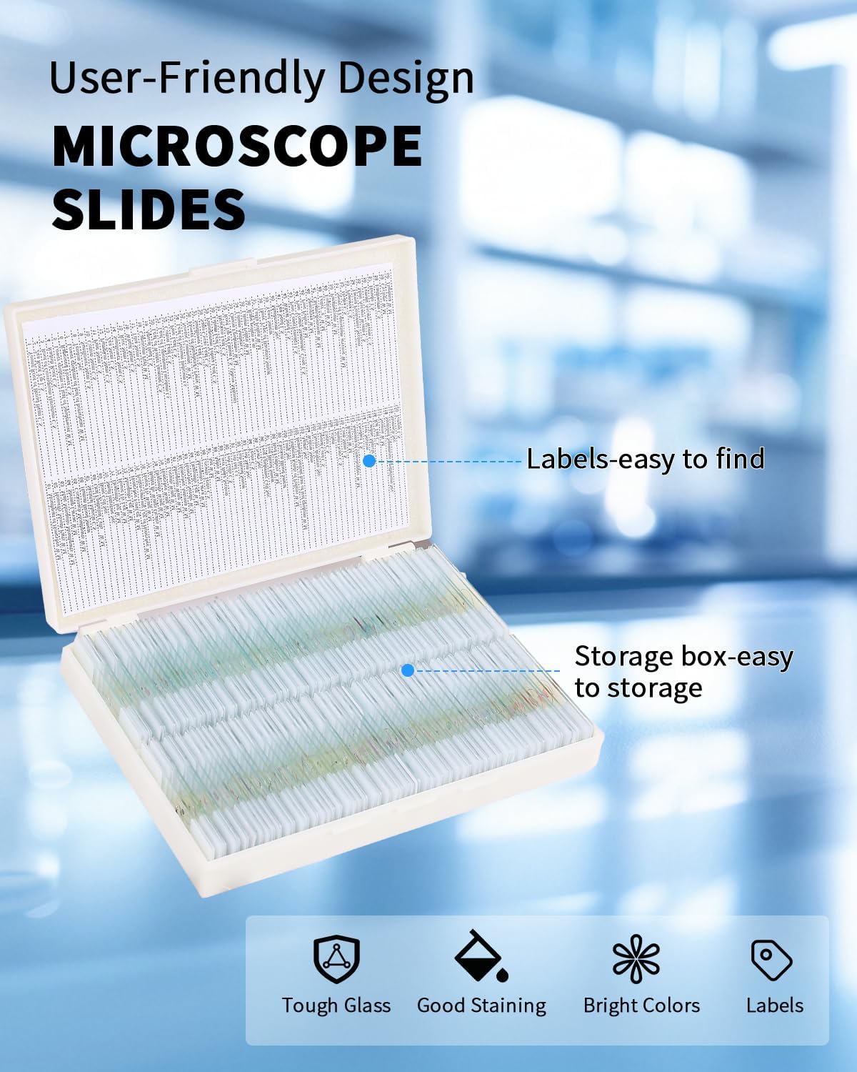120-Pcs Microscope Slides with Specimens,Pre-Made Glass Slides with Specimens,Educational Microscope Slides and Covers for Young Scientists,Perfect for Biology Class and Experiments
