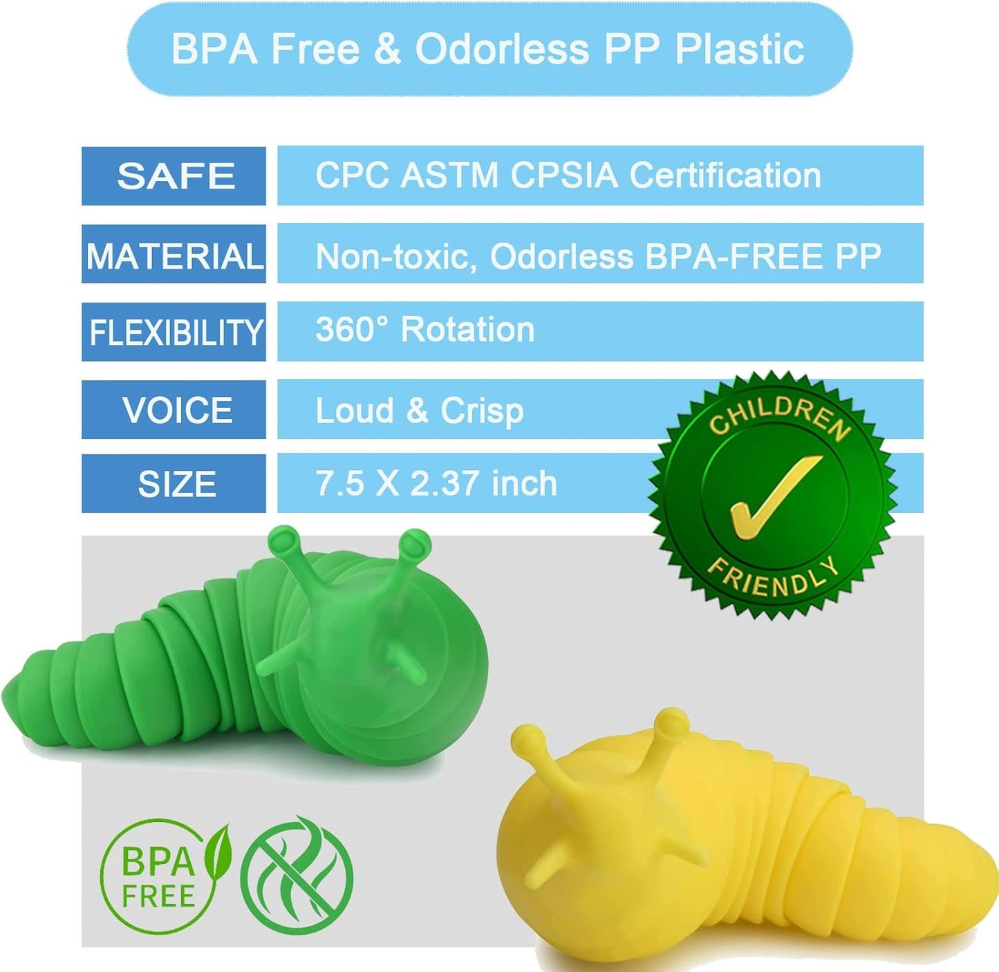 IFiwin 3PC Fidget Slug, Sensory Slug Fidget Toys for Autistic Kids Adults, Autism Sensory Toys, Stress Toys, Toddler Toys, Birthday Gifts for Girls Boys Aged 3+, Stress Relief Fidget Toy