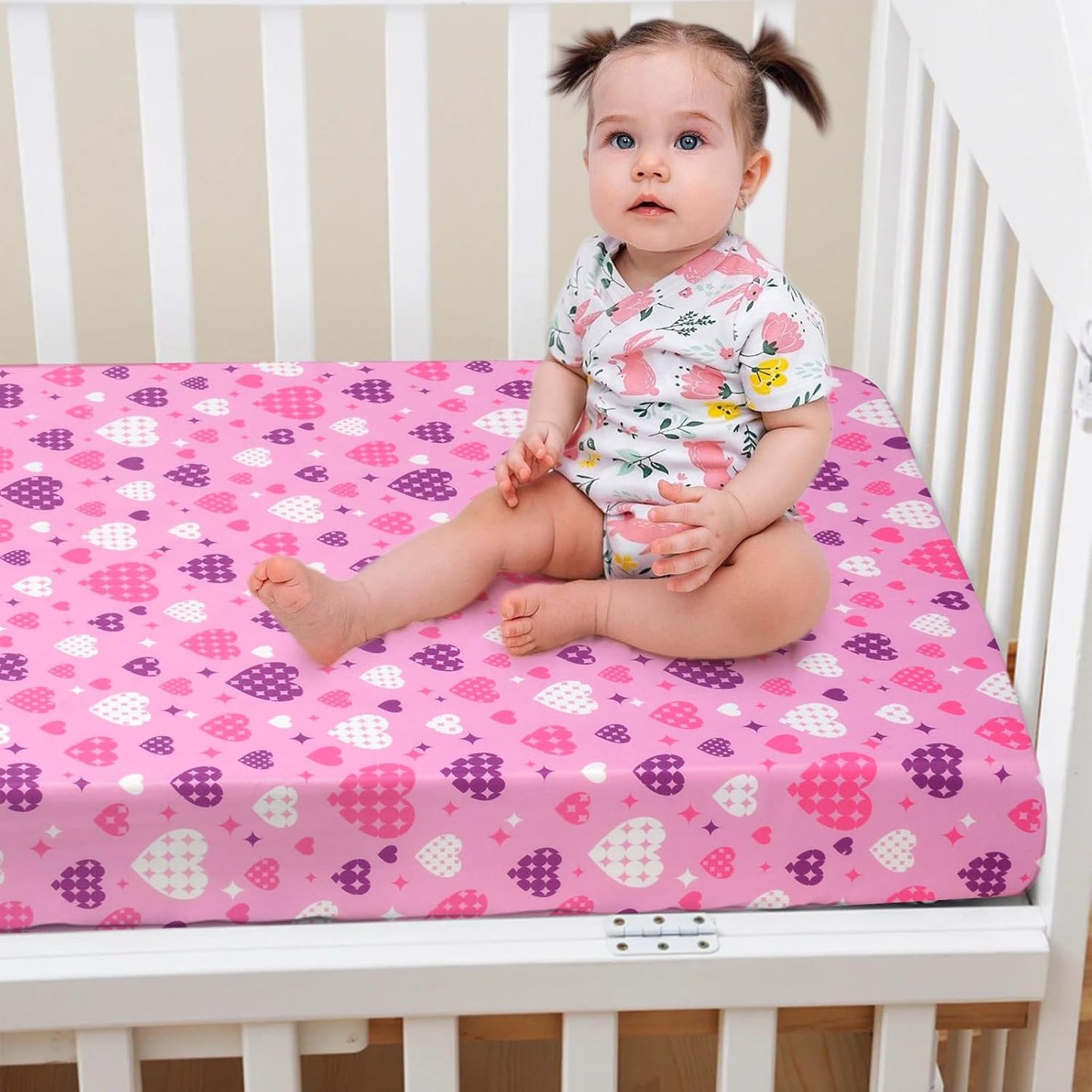 UOMNY Crib Sheet Heart Fitted Crib Sheets Baby Sheet for Standard Crib and Toddler Mattresses Nursery Bedding Sheet Crib Mattress Sheets for Boys and Girls 1 Pack Space Toddler Sheet
