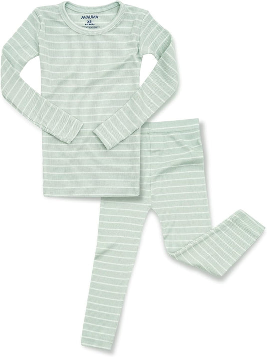 AVAUMA Stripe Pattern Baby Boys Girls Pajama Set Kids Toddler Snug fit Ribbed Sleepwear pjs for Daily Life Style