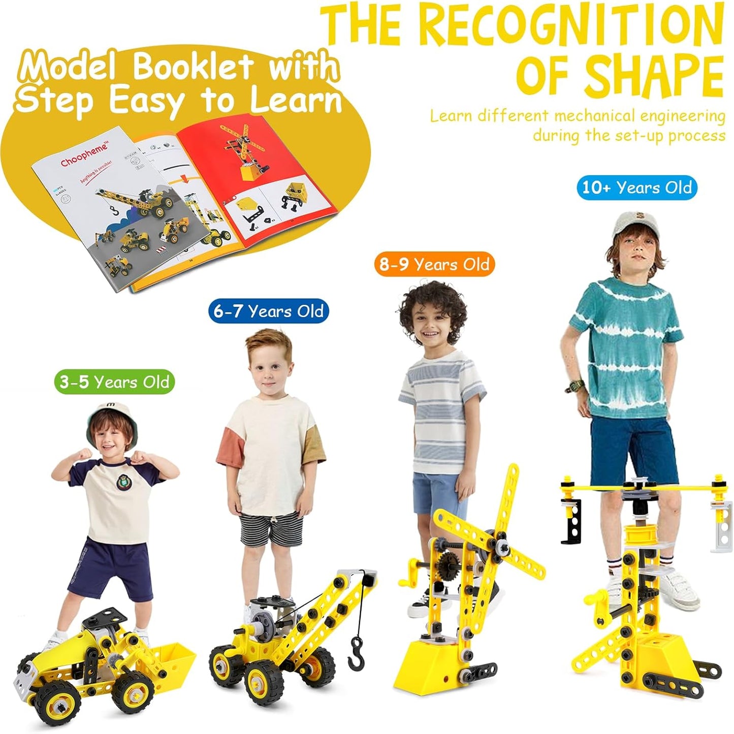 10 in 1 Stem Toys for 5 6 7 8 9+ Year Old Building Block Kit Stem Activities Projects Boy Toys Age 4-8 5-7 6-8 8-10 Creative Set Educational Engineering Excavator Construction Birthday