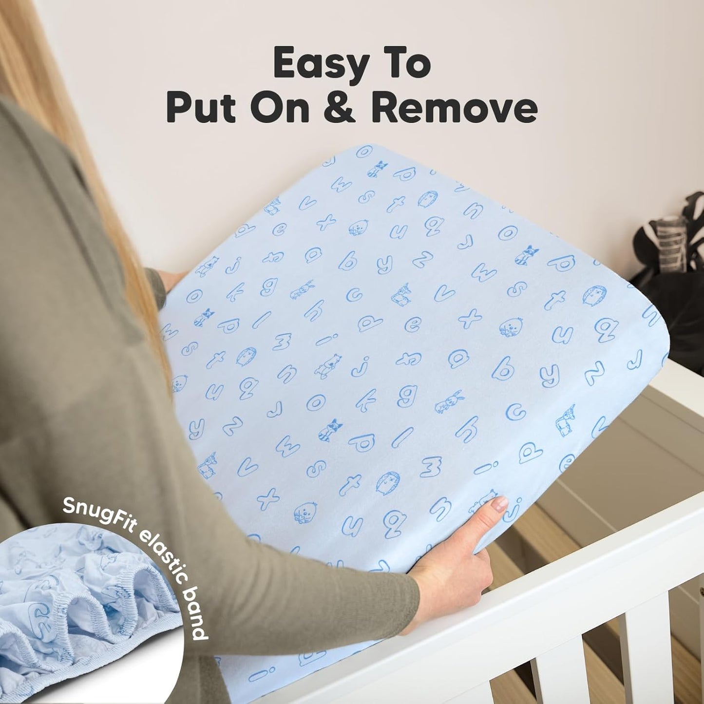 KeaBabies 2-Pack Organic Crib Sheets for Boys, Girls - 52x28 Fitted Crib Mattress Sheet Neutral, Breathable Jersey Cotton Cover for Baby Bed, Toddler Mattress, Soft & Cute Prints (ABC Land Sky)