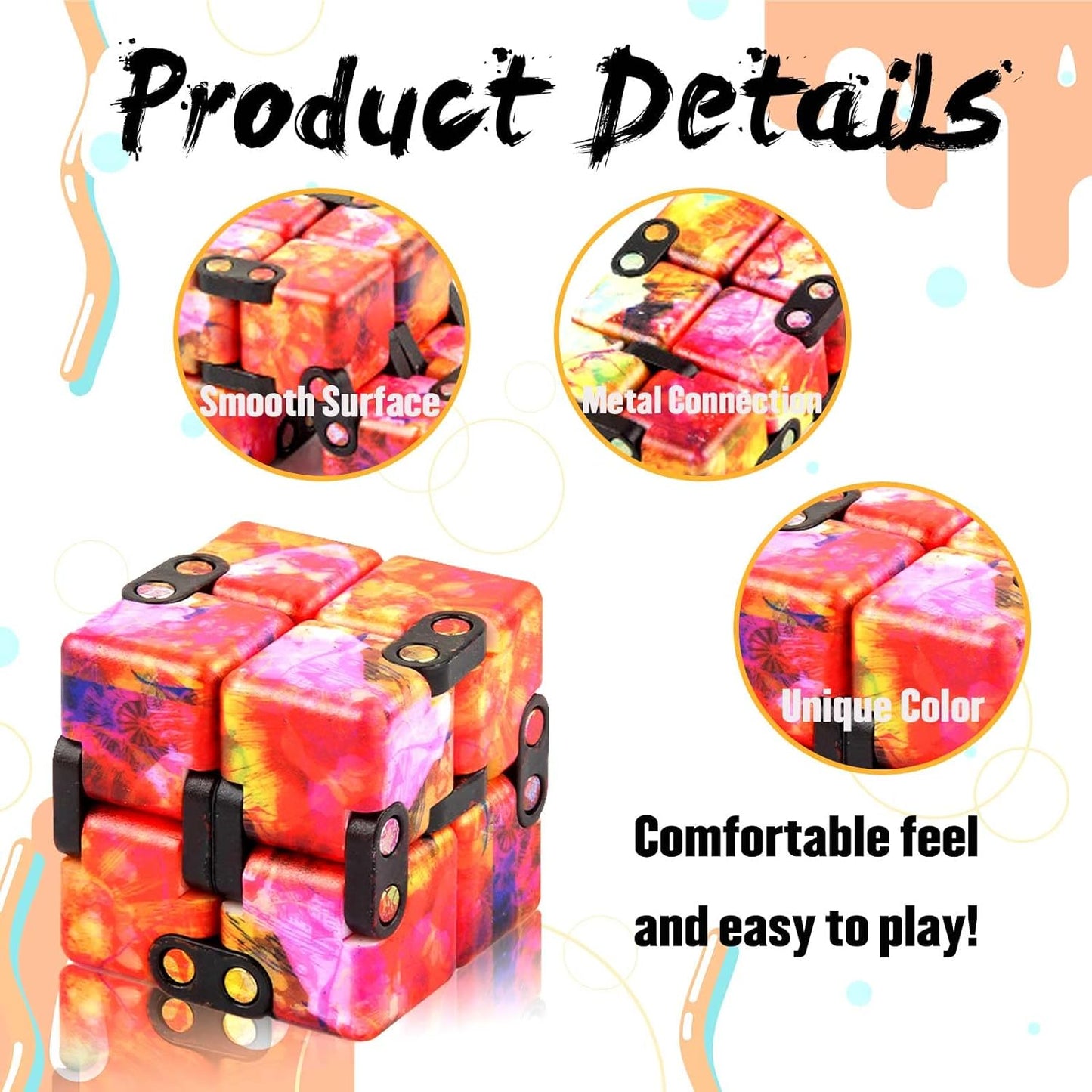 4 Pack Infinity Cube Fidget Toy, Fidgeting Game for Adults, Cool Mini Gadget Best for Stress and Anxiety Relief and Kill Time for ADD/ADHD/OCD B