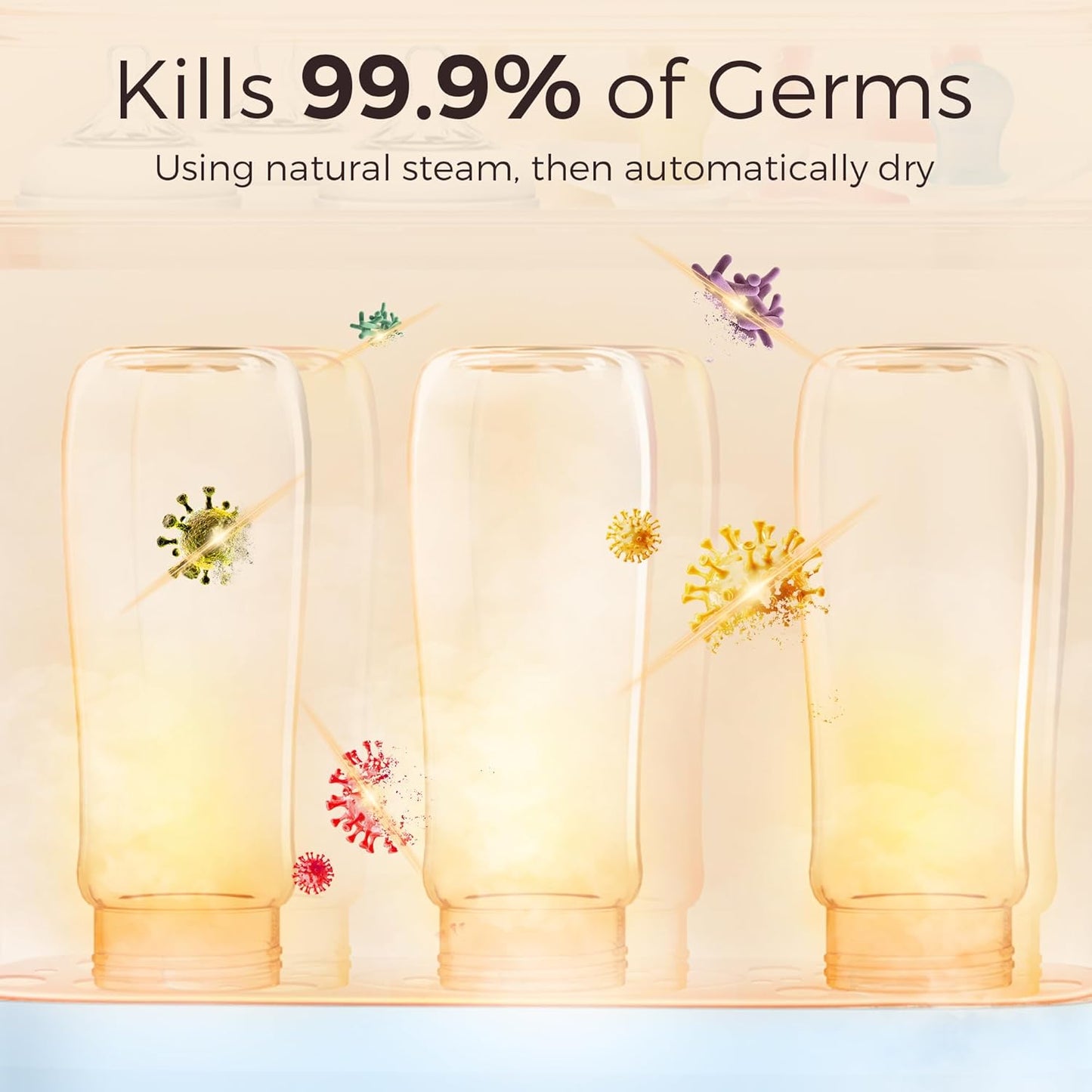 Bottle Sterilizer and Dryer, All-in-One Electric Steam Sterilizer Bottle Sanitizer for Baby Bottles, Pump Parts Accessories Newborn Essential (Blue)