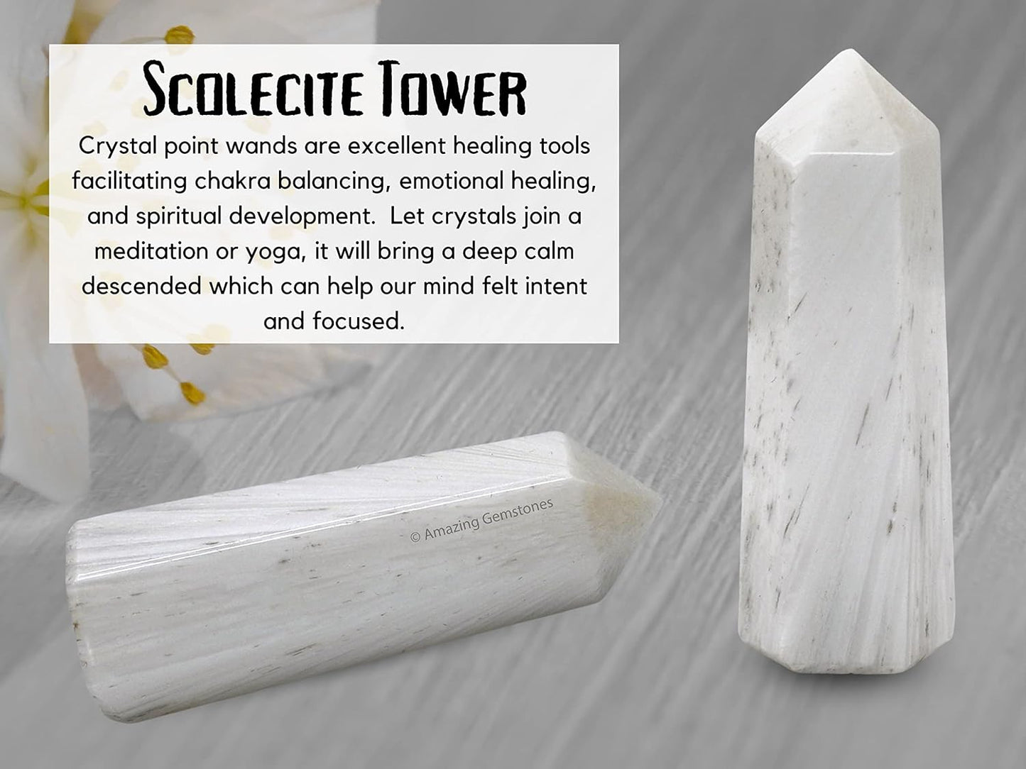 Amazing Gemstone Scolecite Crystal Towers - Natural Healing Crystal Point Obelisk for Reiki Healing and Crystal Grid (2 Inch to 3 Inch)