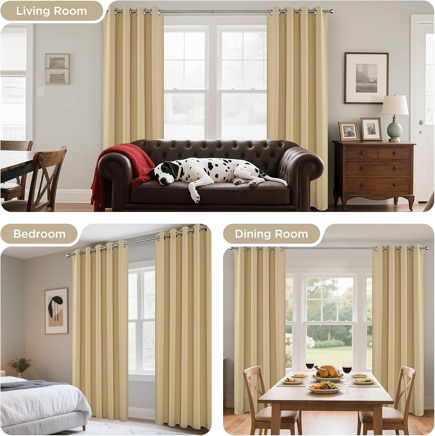 Joydeco Blackout Curtains 120 Inch Length 2 Panels Set, Thermal Insulated Long Curtains& Drapes 2 Burg, Christmas Drapes for Living Room Bedroom Window