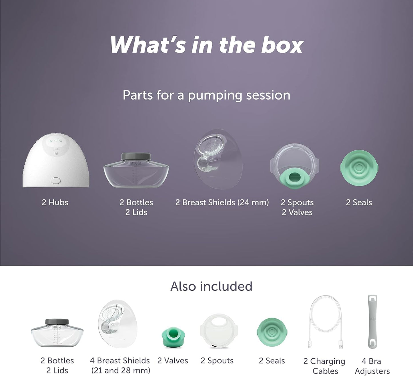 Elvie - Double, Wearable Breast Pump w/App - The Smallest & Quietest - Portable - Hands Free & Discreet - Automated w/Four Personalized Settings - Includes 3 Sets of Breast Shields