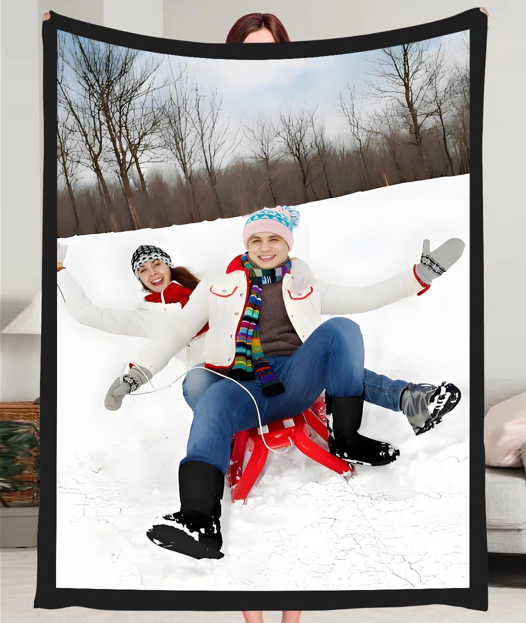 Ships Next Day, Custom Blankets with Photo, Personalized Blanket Using My Own Photo with Text, Customized Blankets with Picture, Personalized Gifts for Women Men Baby Child
