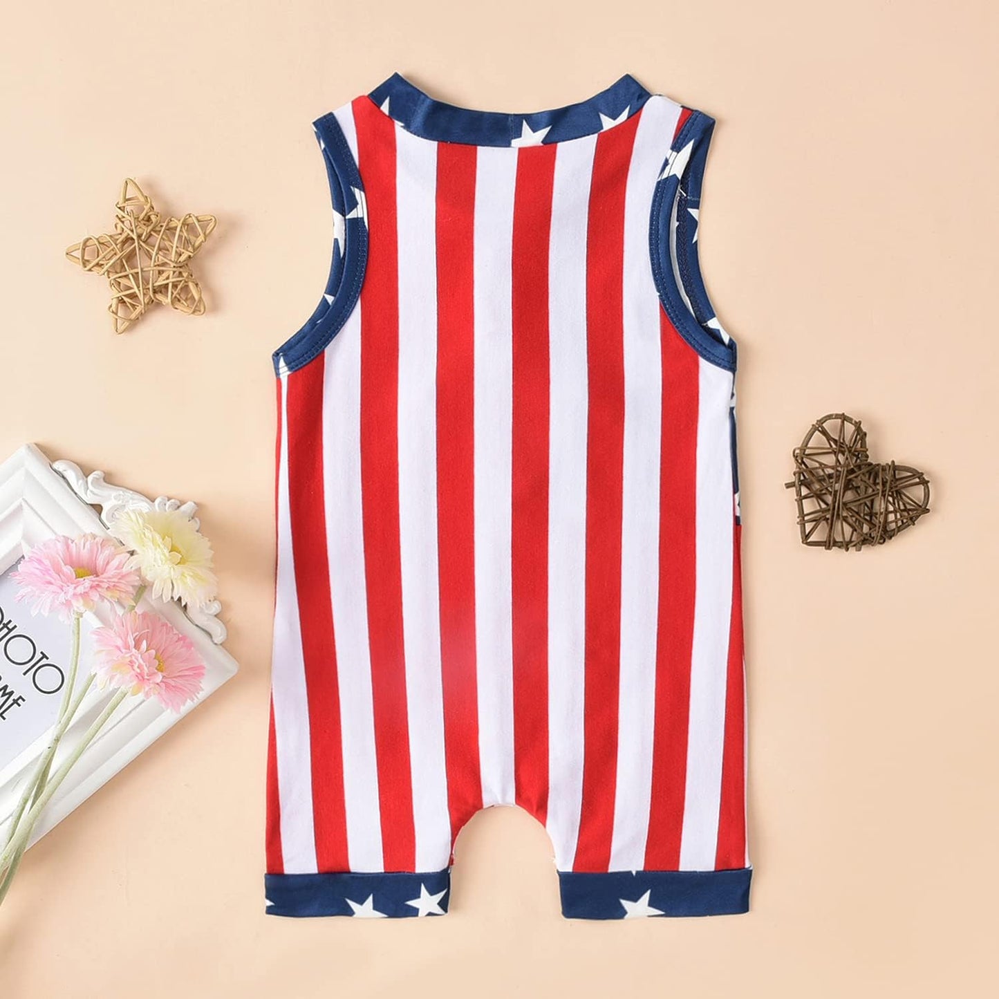 Aalizzwell Baby Boy Romper Newborn Infant Sleeveless Short Romper One Piece Active Summer Clothes