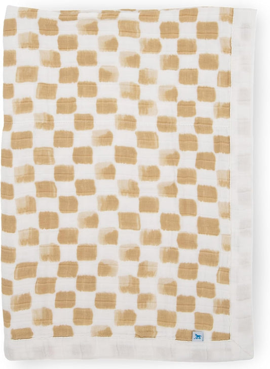 Little Unicorn Newborn Receiving Quilt | Ultra- Soft, Multi-Layered Muslin Fabric | Gift for Newborns & on-The-go (Adobe Checker)