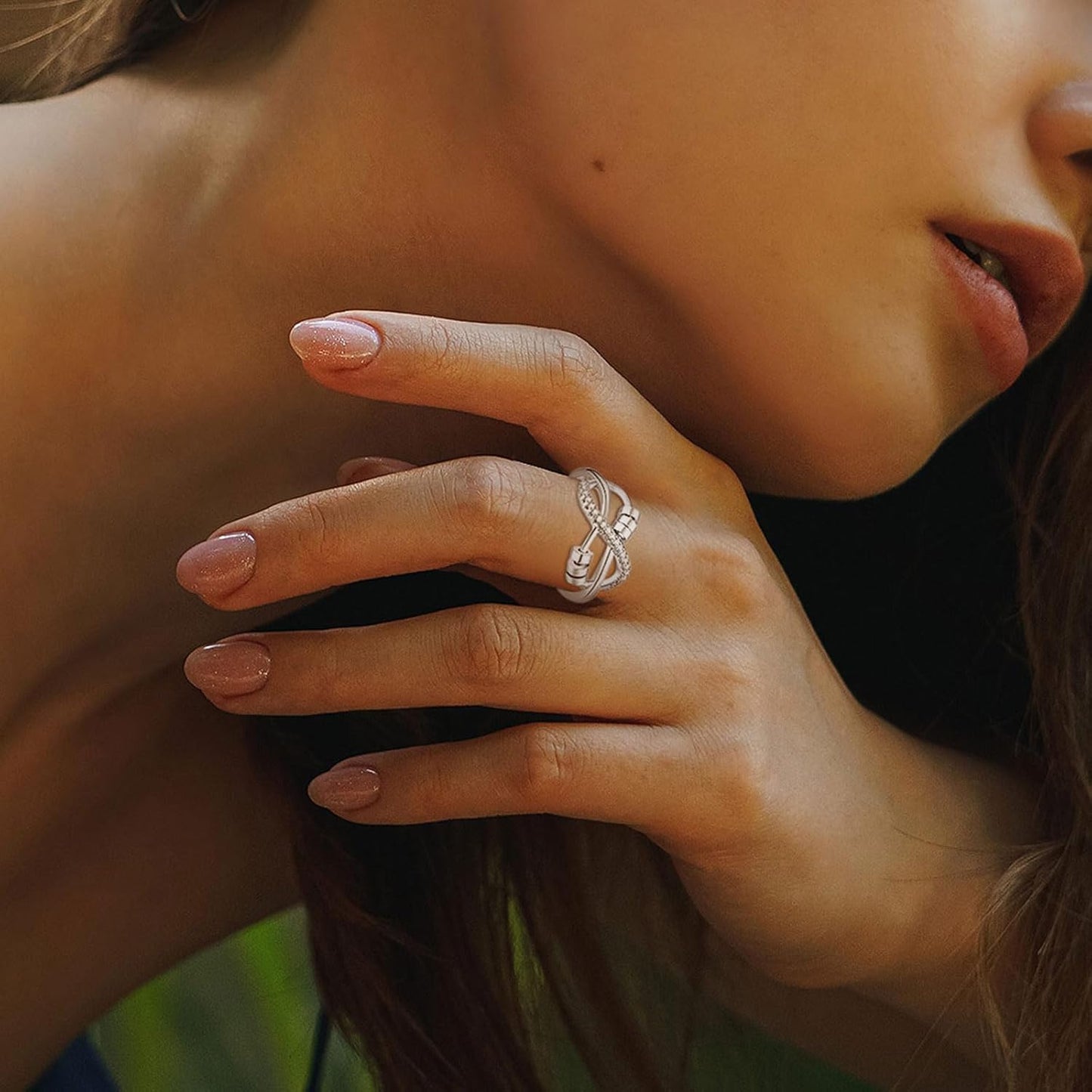 INFUSEU Funny Spinner Fidget Rings for Women Girls Anti Anxiety Stress Worry, Adjustable Size