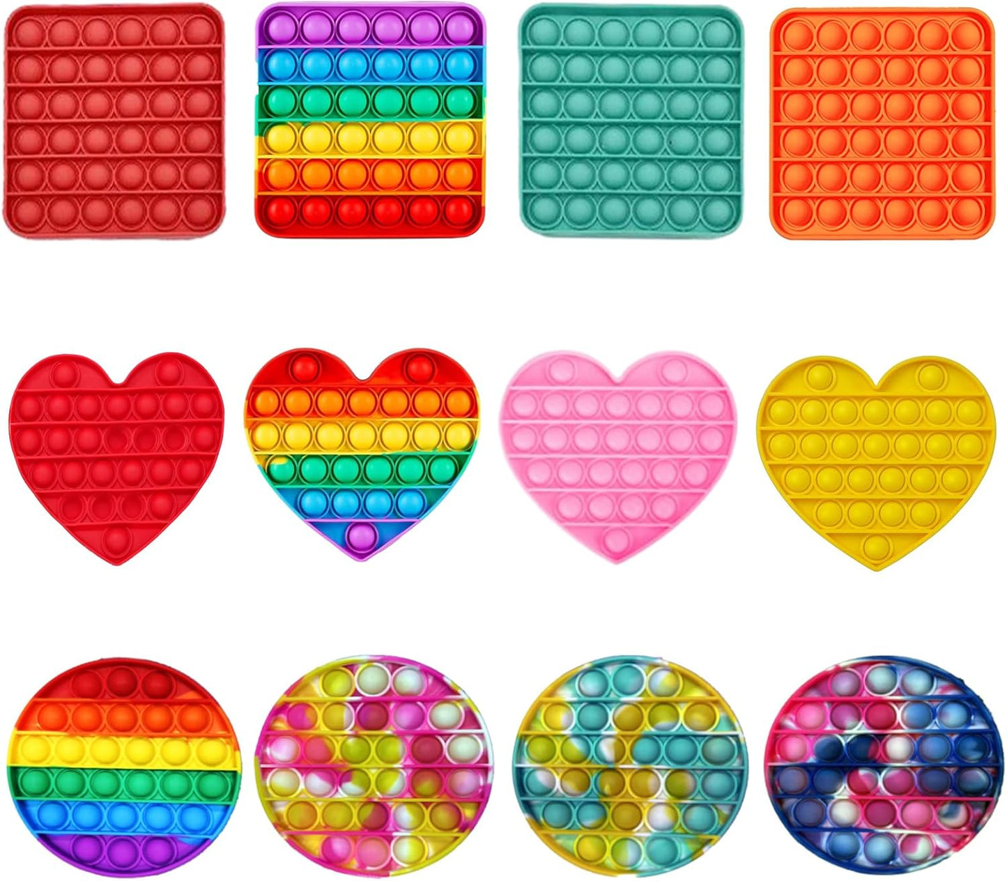 12pcs 5in Random Pop Bubble Fidget Sensory Toys, Pop Toy Bulk for Party Favor, Classroom Student Prizes Easter Basket Goodie Bag Stuffers Christmas Valentine Gift for Kid