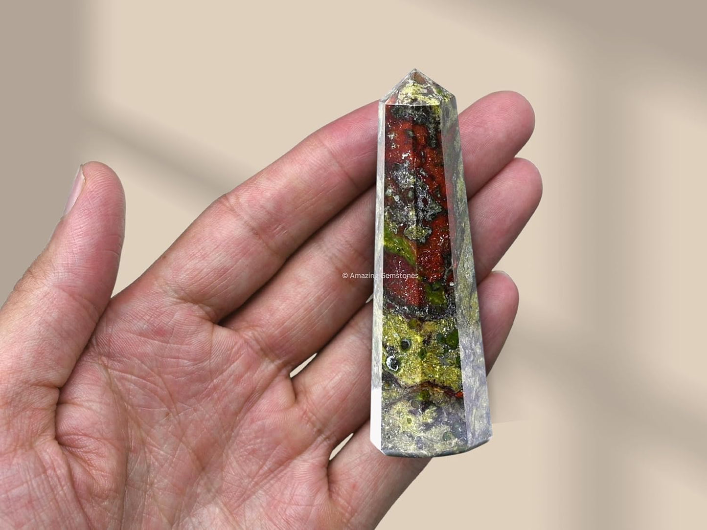 Amazing Gemstone Dragon Bloodstone Crystal Towers - Natural Healing Crystal Point Obelisk for Reiki Healing and Crystal Grid (2 Inch to 3 Inch)