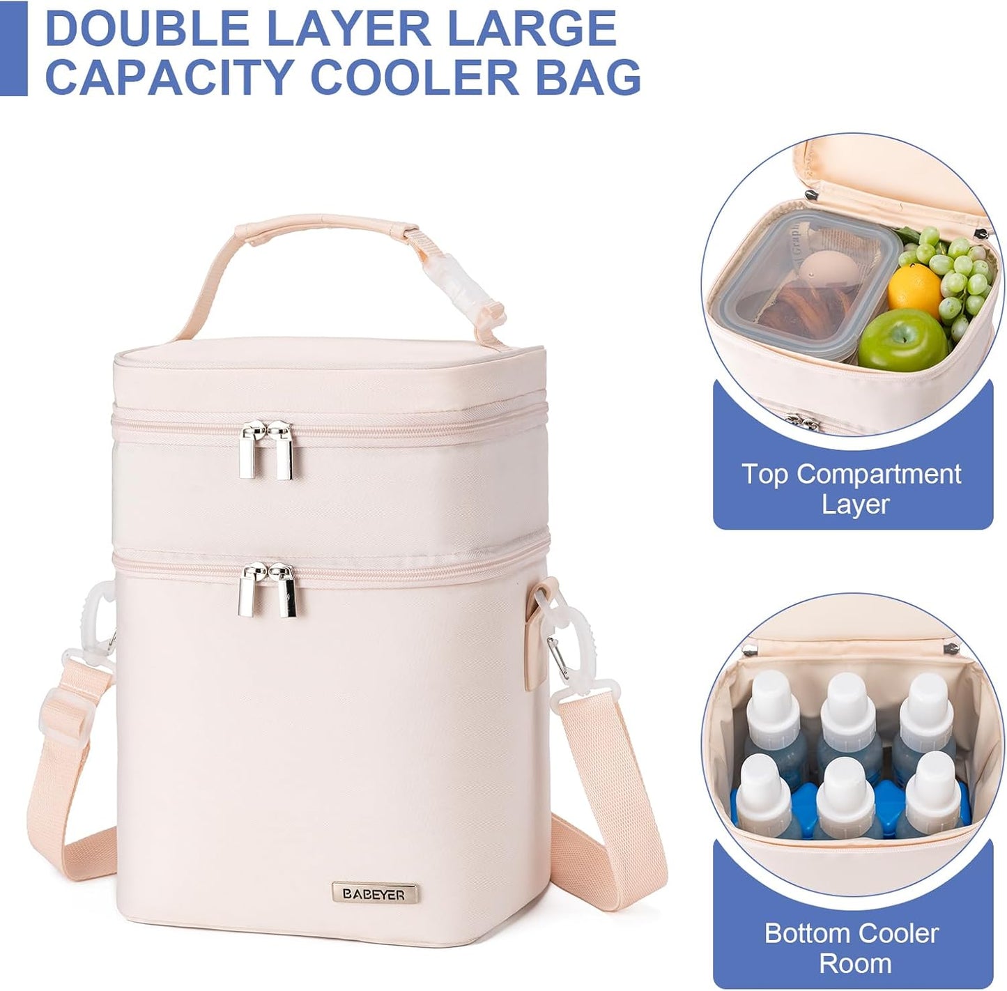 Breastmilk Cooler Bag with Ice Pack Fits 6 Baby Bottles Up to 9 Ounce