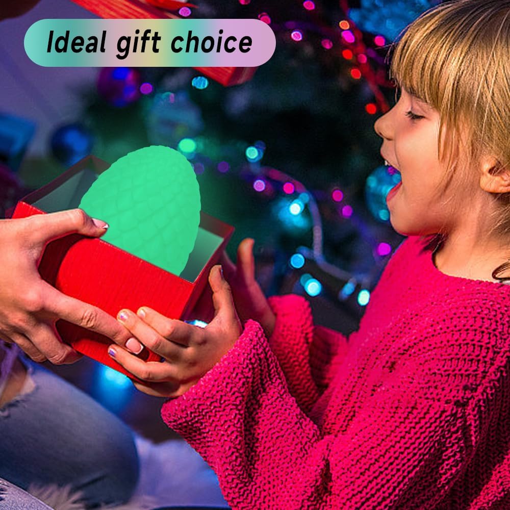 3D Printed Dragon Egg, Mystery Crystal Dragon Egg Fidget Toys Surprise, Articulated Crystal Dragon Eggs with Dragon Inside (Luminous Color)