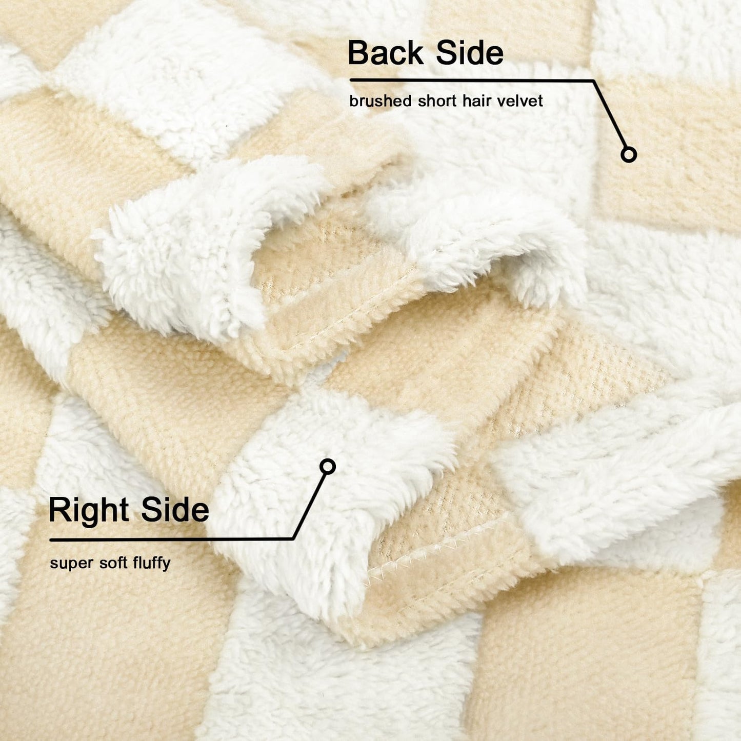 HOMRITAR Baby Blanket for Unisex Soft Cozy Reversible Checkerboard Toddler Blankets, Fluffy Fuzzy Plush Lightweight Bed Blanket with Chessboard Grid Design 350GSM Khaki 30 x 40 Inch