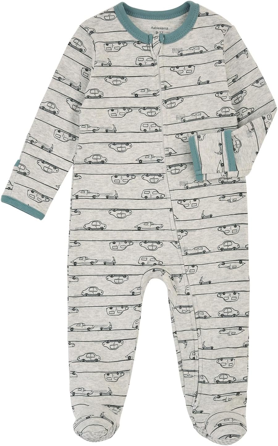Aablexema Baby Footie Pajama with Mitten Cuffs, Double Zipper Infant Cotton clothes Sleeper Pjs, Footed Sleep Play
