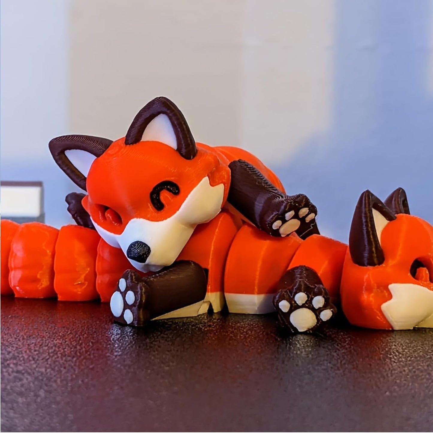 Articulated Racoon with Trash Can 3D Printed Racoon Trashcan Raccoon Raccoon Toy Articulated Racoon Fidget Toy for Kids (Fox)