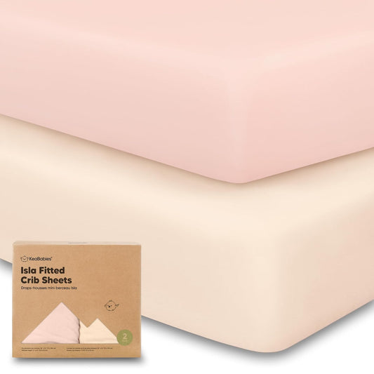 KeaBabies 2-Pack Baby Crib Sheets for Boys, Girls - 52x28 Viscose Derived from Bamboo Toddler Bed Sheets Neutral, Fitted Crib Mattress Cover for Standard Baby Bedding, Soft & Cozy (Cameo)