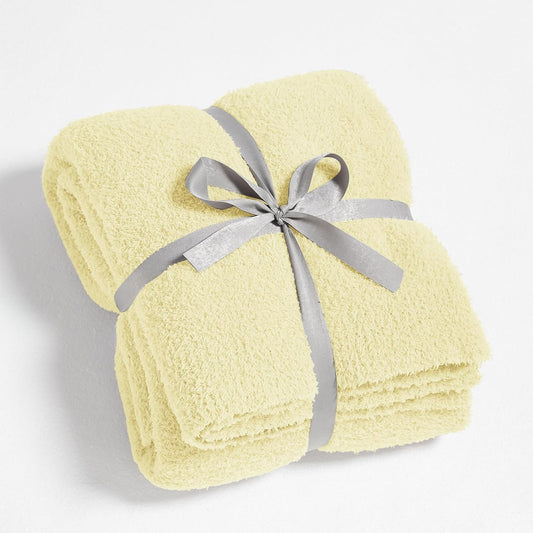 CYMULA Knit Throw Blanket for Couch Yellow - Super Soft Lightweight Plush Fuzzy Fluffy Cozy Blankets and Throws for Sofa Bed, 60 x 80 inches