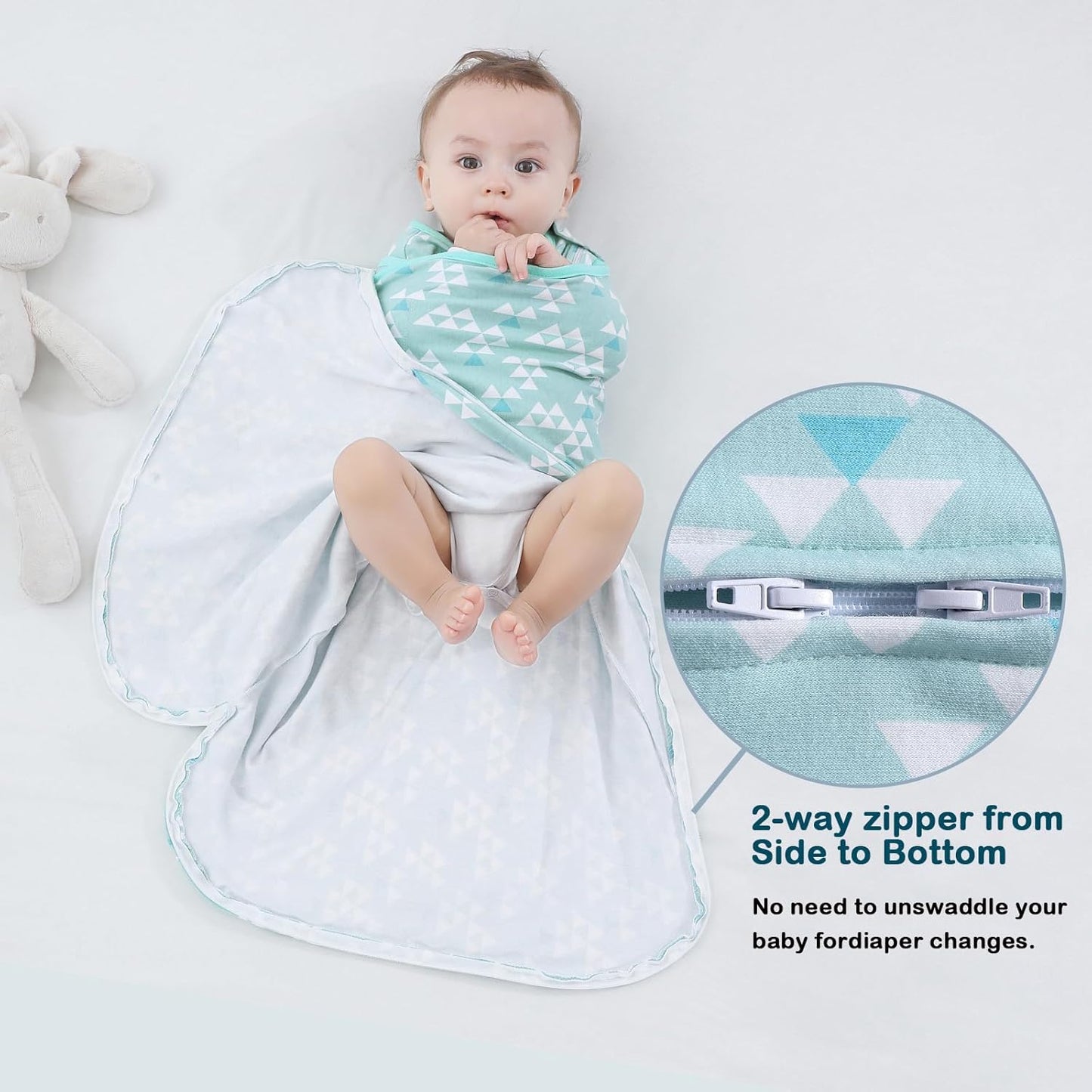 Baby Sleep sack Swaddle,Sleep Sack 3-6 Months,3-Way Adjustable Wearable Transition Swaddles Blanket Boy And Girl,100% Cotton,TOG 1.0(Green)