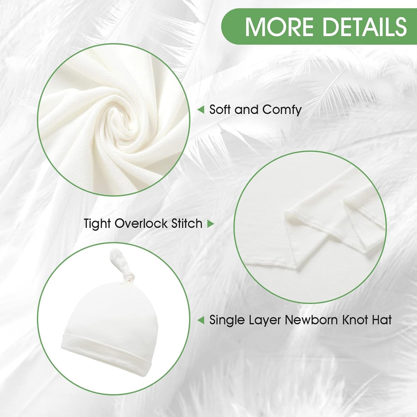 iEvolve Cotton Knitted Baby Swaddle Blanket with Hat Headband Set Newborn Swaddle Wrap Receiving Blankets for Baby Girl Boy 35" x 35"(White)