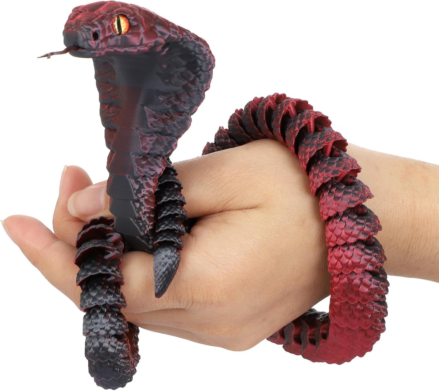 25" 3D Printed Snake, 3D Printed Fidget Animals,3D Crystal Snake Flexible Joints Home Decor Executive Desk Toys,Home Office Decor Executive Desk Toys for Autism/ADHD (Black)