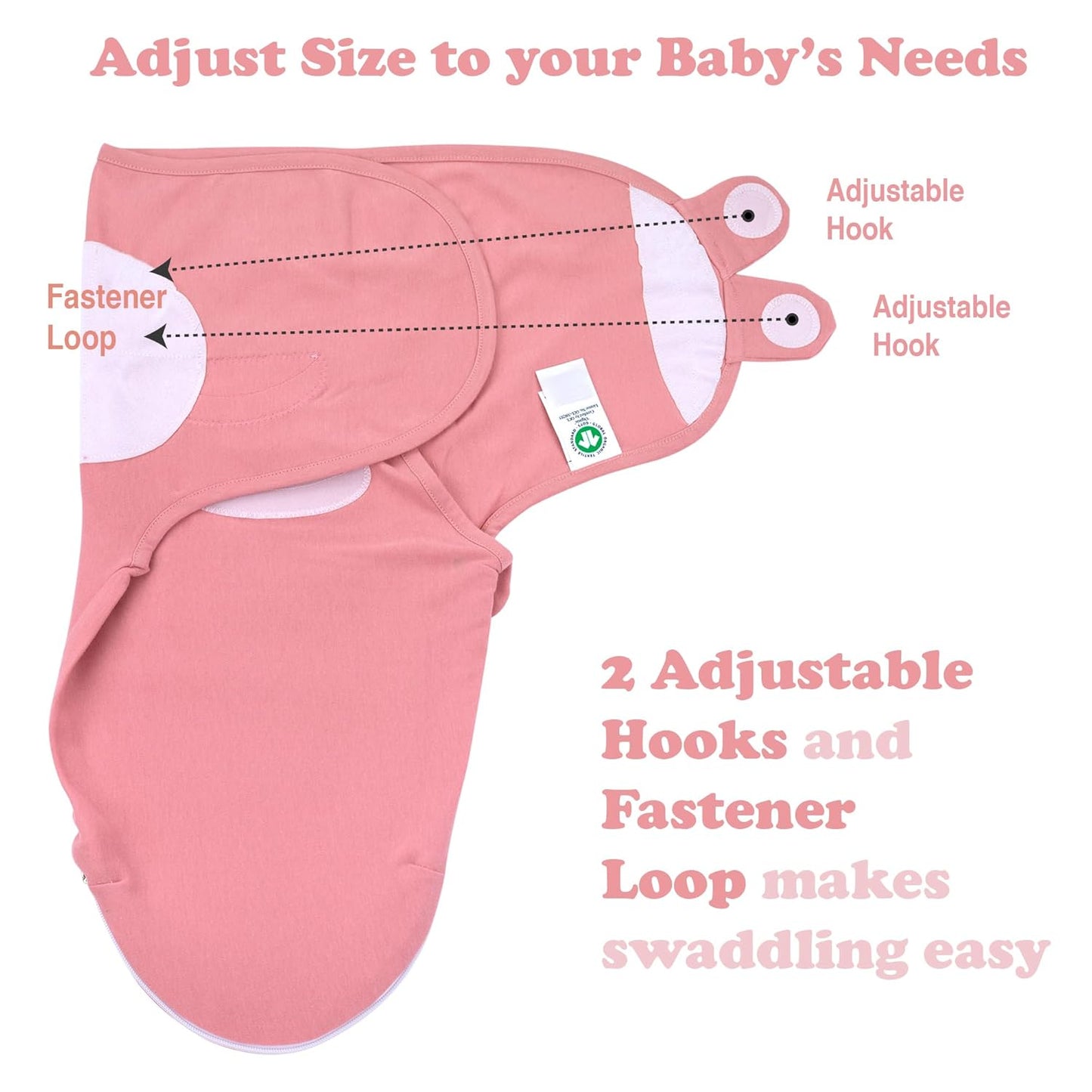 Bublo Baby Organic Swaddles for Newborns – Zipper Swaddles 0-3 Months, 3-Pack – Infant Sleep Sack with Zipper – Adjustable & Breathable Swaddle Blanket Wrap for Newborn Girls (Dusty Pink)