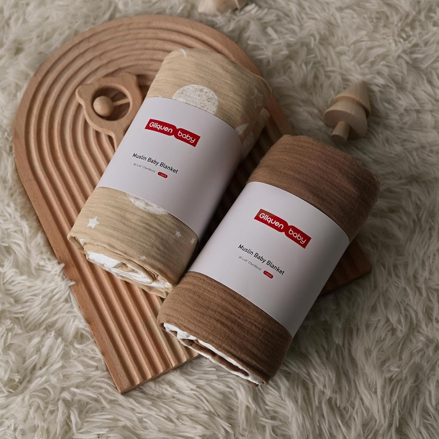 GLLQUEN BABY Blankets for Unisex Boys Girls, 2-Pack Muslin Cotton Front Soft and Breathable, and Dotted Fleece Backing, Printed Bed Nursery Minky Blankets for Toddler Newborn, Starry, 30 x 40 inches