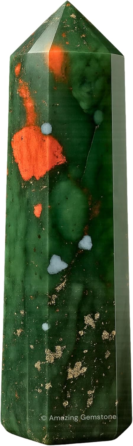 Amazing Gemstone African Bloodstone Crystal Towers ~ Natural Healing Crystal Point Obelisk for Reiki Healing and Crystal Grid (3- Inch)