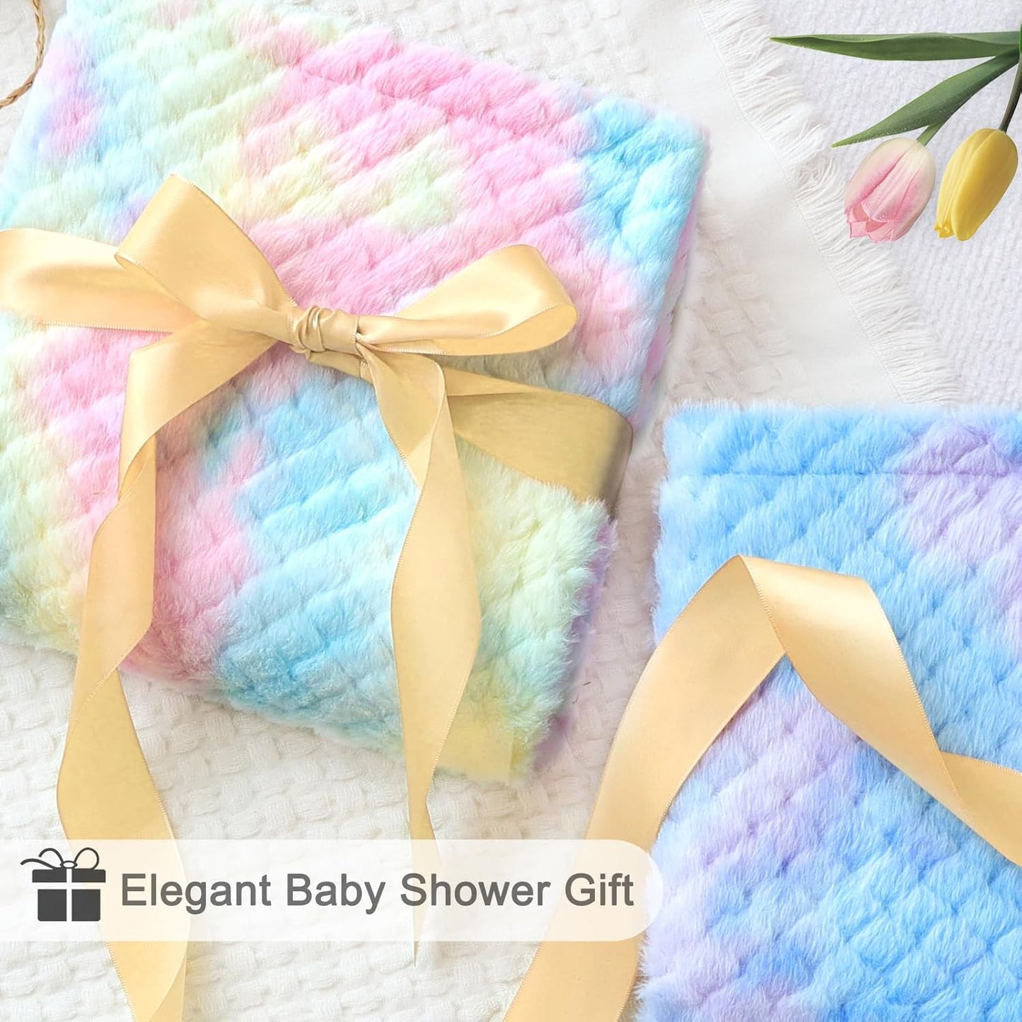 Baby Blanket for Girls Tie Dye Rainbow Fleece Fluffy Fuzzy Blanket with Soft Luxury Silk Silky Backing for Toddler Nursery Travel Home Decor 30 x 40 Inch