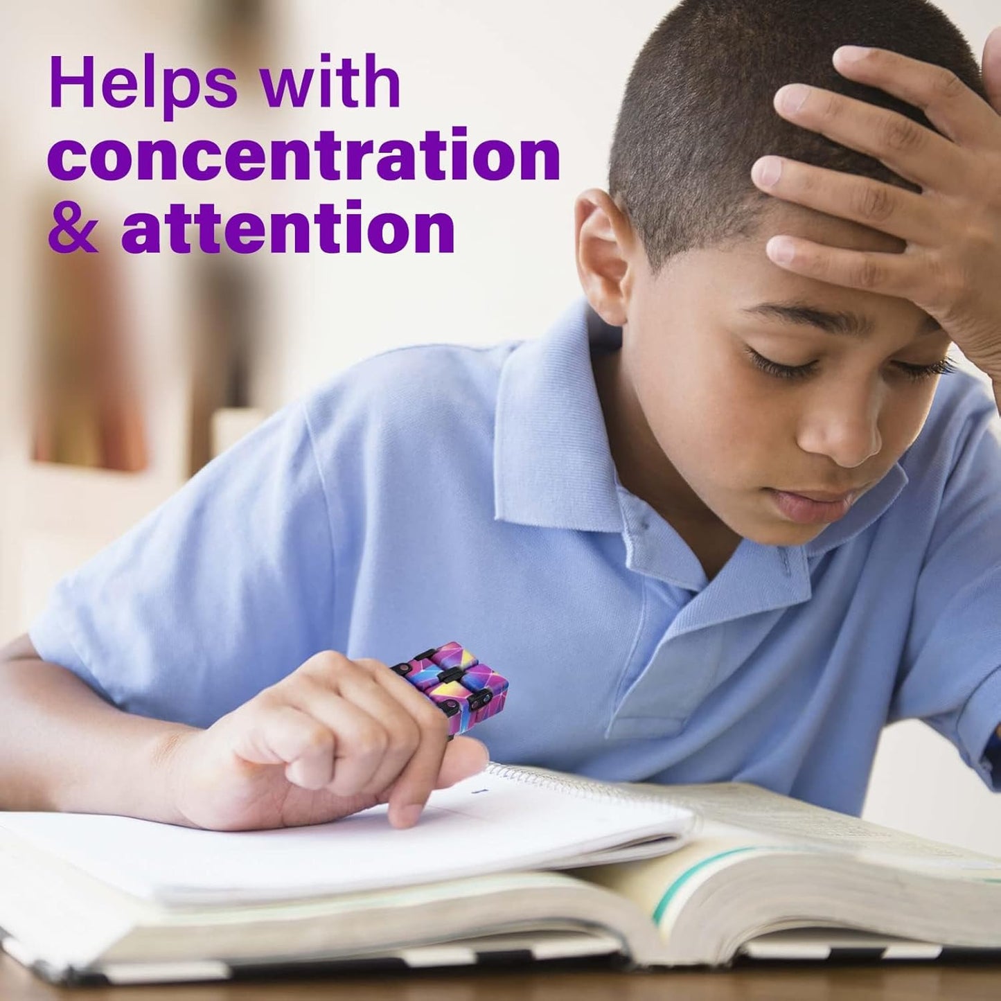 Infinitycube Fidget Toy Stress Relieving Fidgeting Game for Kids and Adults,Cute Pocket-sized Unique Gadget for Anxiety Relief and Kill Time (Mini Blue/Pink)