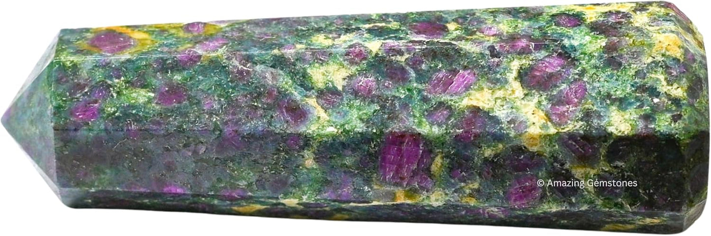 Amazing Gemstone Ruby Fuchsite Crystal Towers ~ Natural Healing Crystal Point Obelisk for Reiki Healing and Crystal Grid (2 to 3 INCH)