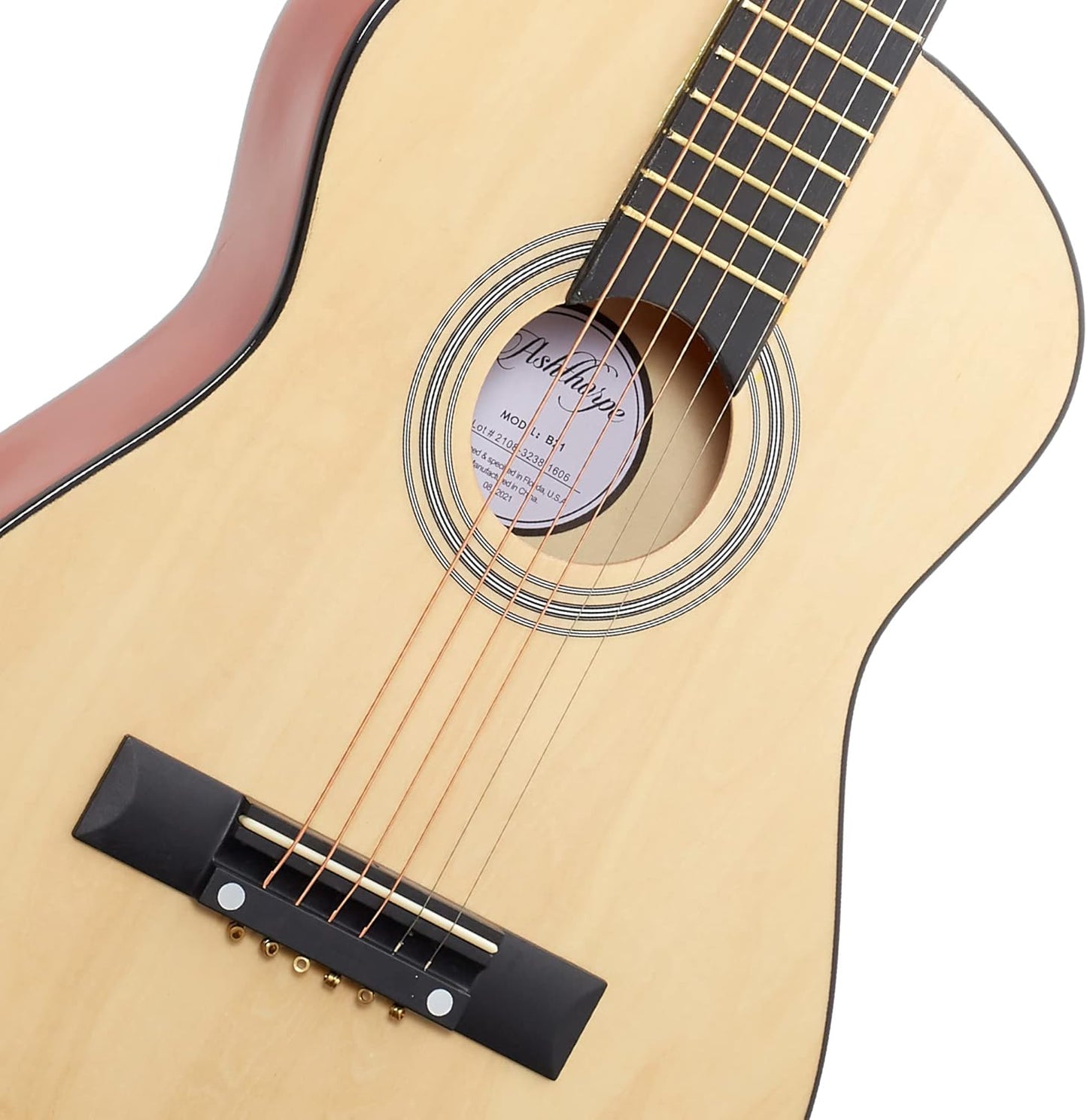 Ashthorpe 30-inch Beginner Acoustic Guitar Package (Natural), Basic Starter Kit w/Gig Bag, Strings, Strap, Tuner, Picks