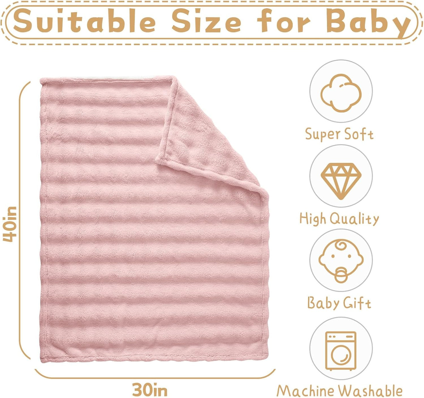 Fleece Baby Blanket for Girls Bubble Design, Warm Cozy and Fluffy Infant Newborn Toddler Small Receiving Blankets for Crib Stroller, 30x40 Inches, Pink