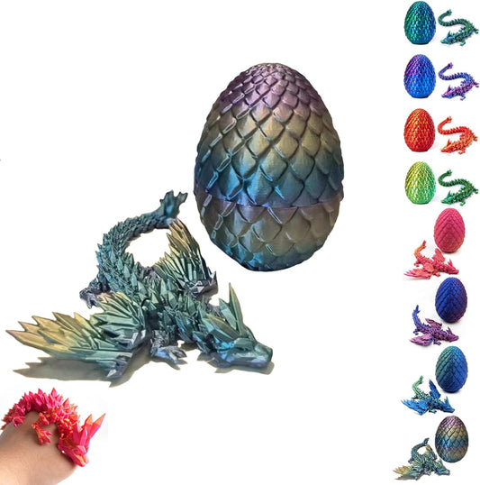 3D Printed Dragon-Flying Articulated Dragon|3D Printed Dragon Eggs with Dragon Inside|Eco-Friendly Crystal Dragon-Mystery Dragon Egg,Adults Fidget Toys for Autism ADHD (Flying Dragon/Laser Color)