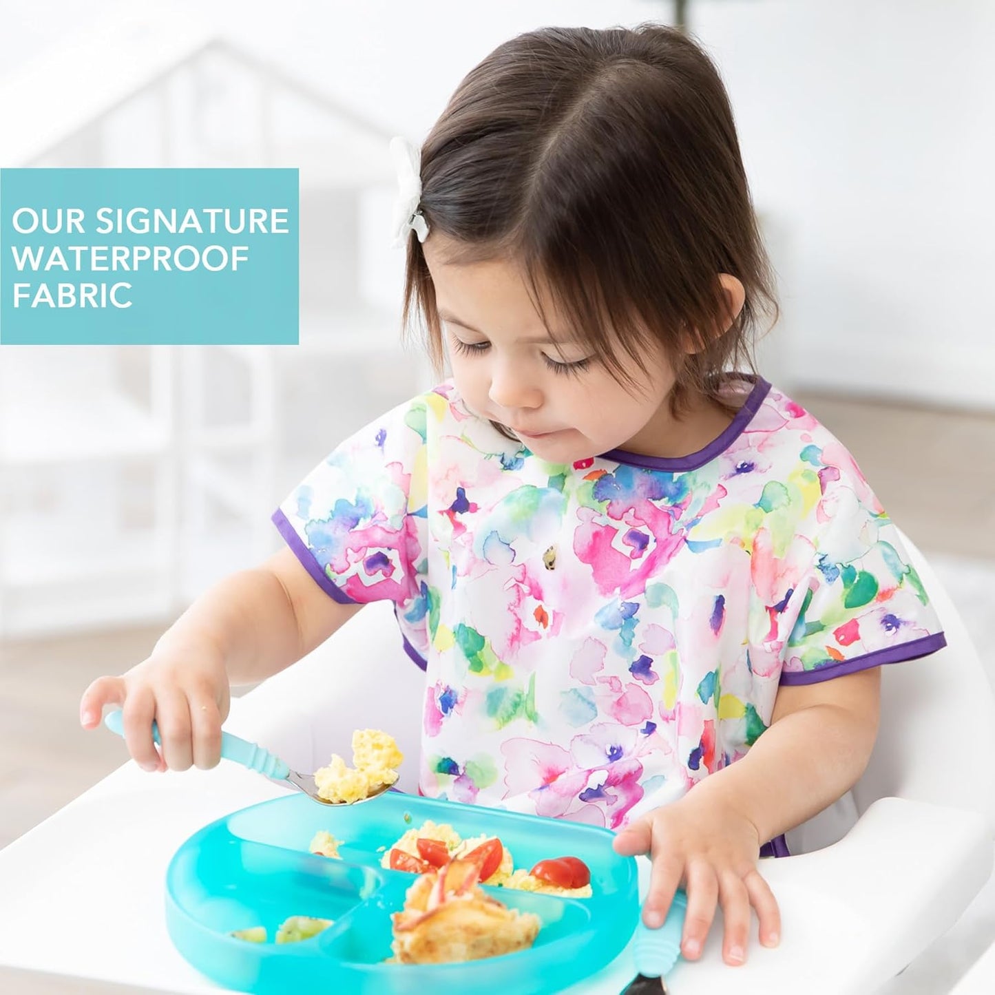 Bumkins Bibs - Toddler Bibs, Waterproof, Large for 1-3 Years, Short Sleeve